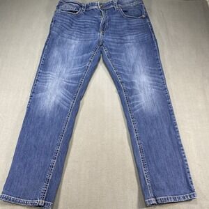 TK Axel Jeans Mens 38x32 Blue Medium Wash Straight Denim Stretch Athletic